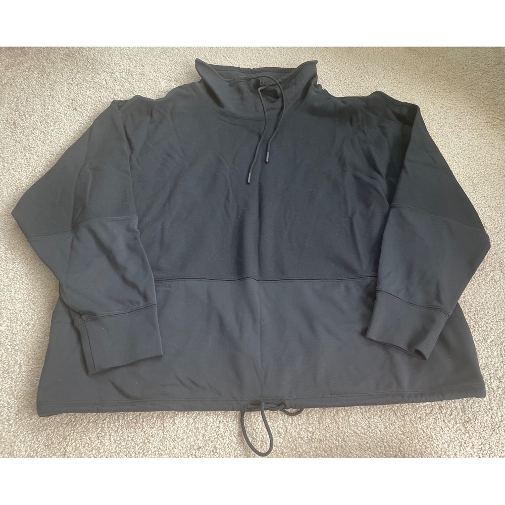 Athleta Womens Black Funnel Neck Cinch Hem Pullover Sweatshirt Large